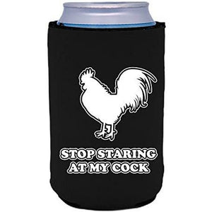 black can koozie with stop staring at my cock design