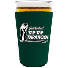 Load image into Gallery viewer, pint glass koozie with tap tap taparoo design

