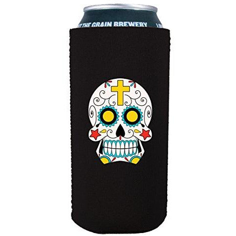 16 oz koozie with sugar skull design 