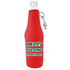 Merry Fucking Christmas and Happy Fucking New Year Beer Bottle Coolie Set
