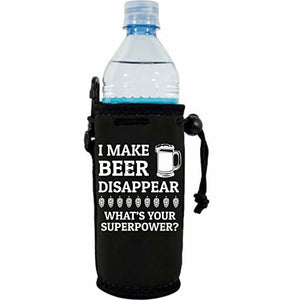 12 oz water bottle koozie with i make beer disappear design 