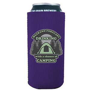 Weekend Forecast Drinking with a chance of Camping 16 oz. Can Coolie