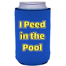 Load image into Gallery viewer, can koozie with i peed in the pool design

