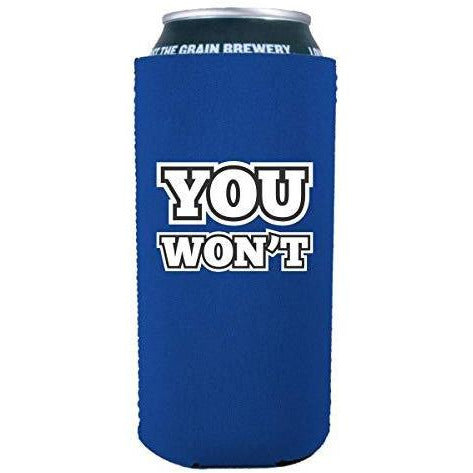 royal blue 16oz can koozie with 