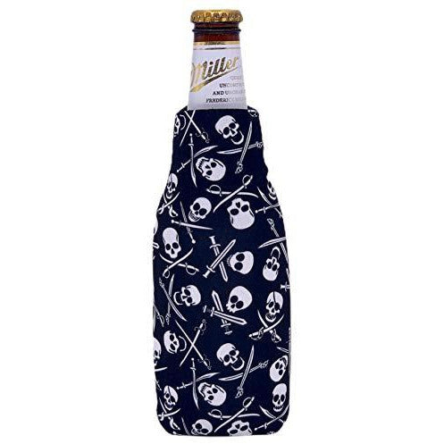 beer bottle koozie with pirate pattern design