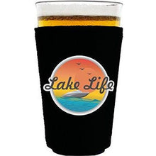 Load image into Gallery viewer, pint glass koozie with lake life design
