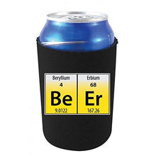 Load image into Gallery viewer, black can koozie with &quot;BeEr&quot; elements periodic table funny design
