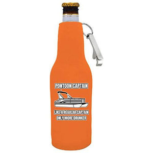 Pontoon Captain Beer Bottle Coolie with Opener Attached