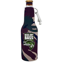 Load image into Gallery viewer, Kiss My Bass Beer Bottle Coolie with Opener Attached
