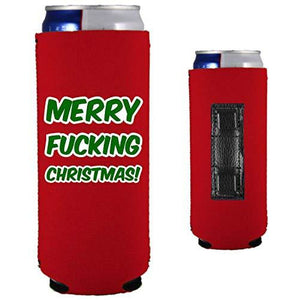 Merry Fucking Christmas and Happy Fucking New Year Magnetic Slim Can Coolies