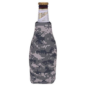 beer bottle koozie with digital camo pattern design