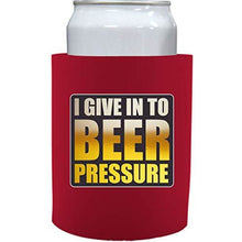 Load image into Gallery viewer, red old school thick foam with i give in to beer pressure design 
