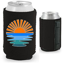 Load image into Gallery viewer, magnetic can koozie with retro sunset design 
