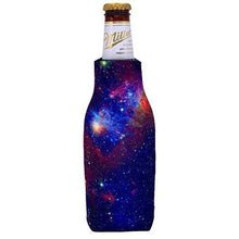 Load image into Gallery viewer, beer bottle koozie with galaxy space all over print design
