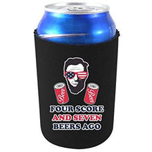 Load image into Gallery viewer, can koozie with four score and seven beers design
