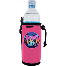 Load image into Gallery viewer, Hot pink water bottle koozie with beach life design
