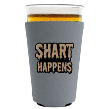Load image into Gallery viewer, pint glass koozie with shart happens design
