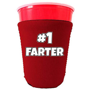 party cup koozie with number one farter design