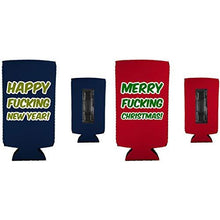 Load image into Gallery viewer, Merry Fucking Christmas and Happy Fucking New Year Magnetic Slim Can Coolies
