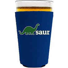Load image into Gallery viewer, pint glass koozie with dinosaur design
