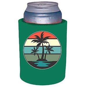 Retro Palm Trees Thick Foam Can Coolie