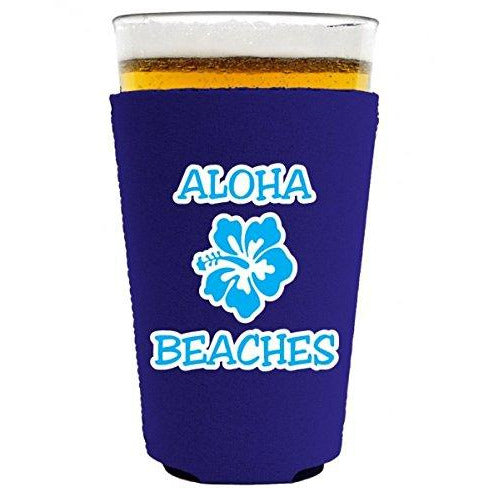 pint glass koozie with aloha beaches design