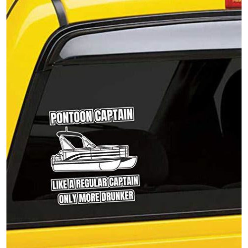 Pontoon Captain Vinyl Sticker 5 Inch, Indoor/Outdoor