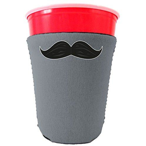 gray party cup koozie with mustache design 