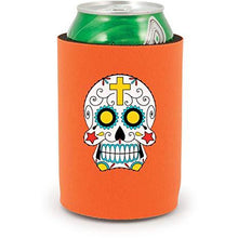 Load image into Gallery viewer, full bottom can koozie with sugar skull design
