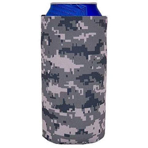 16 oz can koozie with digital camo all over print design