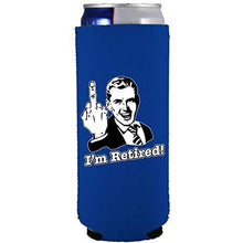 Load image into Gallery viewer, slim can koozie with im retired design
