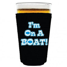 Load image into Gallery viewer, pint glass koozie with im on a boat design
