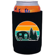 Load image into Gallery viewer, full bottom can koozie with retro camper design 
