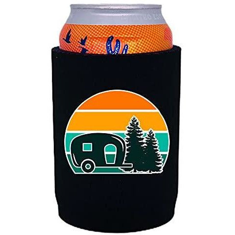 full bottom can koozie with retro camper design 