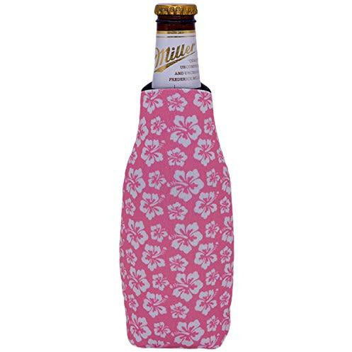 beer bottle koozie with hibiscus patter design