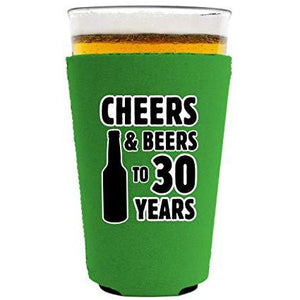 Cheers & Beers to 30 Years Pint Glass Coolie