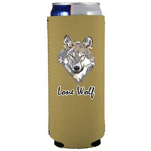 slim can koozie with lone wolf design
