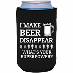 12 oz can koozie with i make beer disappear design 