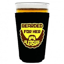 Load image into Gallery viewer, pint glass koozie with bearded for her pleasure design

