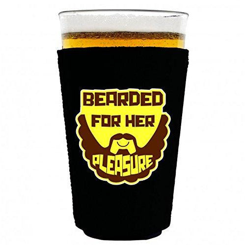 pint glass koozie with bearded for her pleasure design
