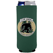 Load image into Gallery viewer, slim can koozie with bigfoot doesnt believe in you design
