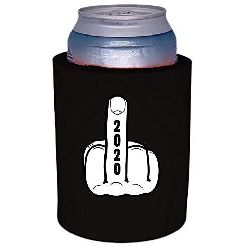 black thick foam old school can koozie with 2020 middle finger design