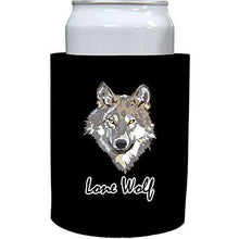 Load image into Gallery viewer, black old school thick foam koozie with lone wolf design 
