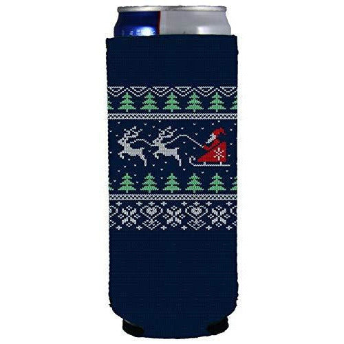 slim can koozie with christmas design