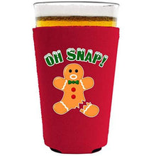 Load image into Gallery viewer, pint glass koozie with oh snap design
