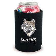 Load image into Gallery viewer, full bottom can koozie with lone wolf design
