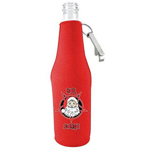 Hail Santa Beer Bottle Coolie With Opener