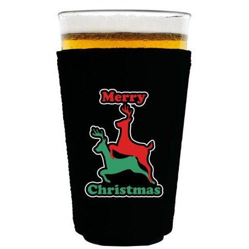 Reindeer Christmas Pint Glass Coolie