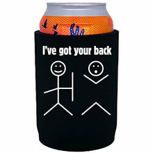 Load image into Gallery viewer, 12 oz full bottom can koozie with ive got your back design 
