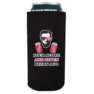16 oz can koozie with four score design